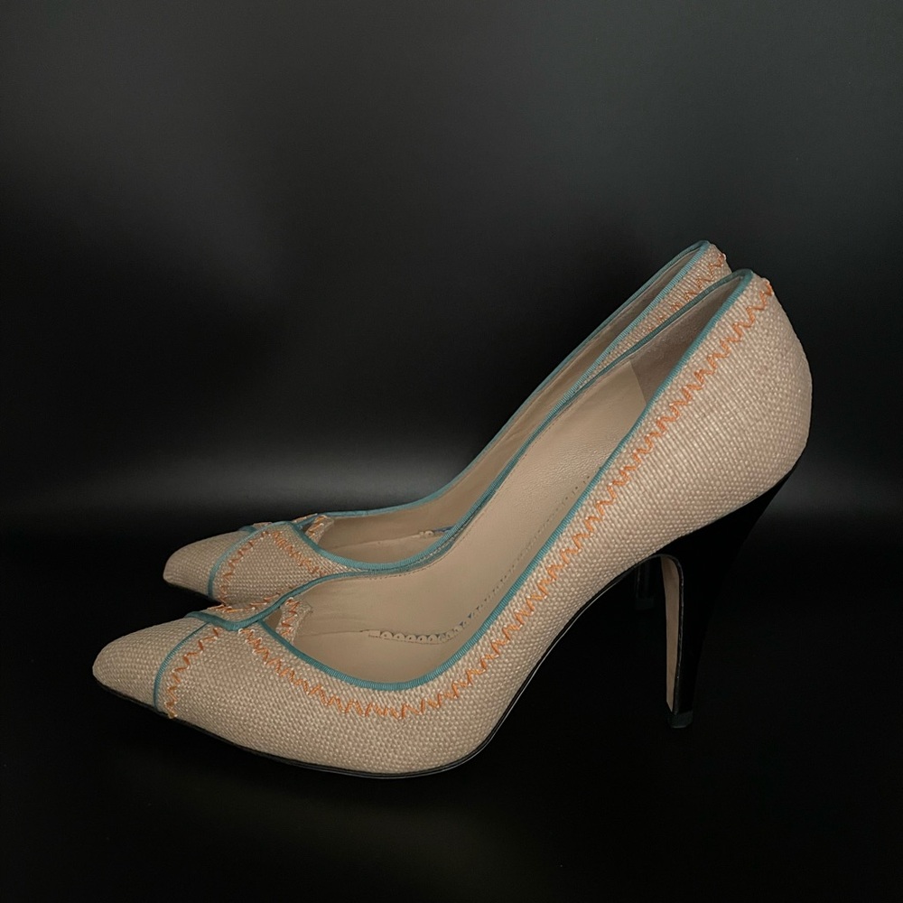 Oscar de la Renta Linen High Heels London - Picture 2 of 10